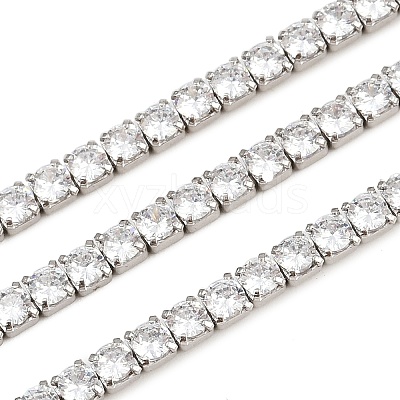 925 Sterling Silver Clear Cubic Zirconia Chains STER-C016-02B-P02-1