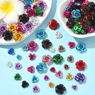 150Pcs 3 Styles Aluminum 3D Rose Flower FALUM-YW0001-02-1
