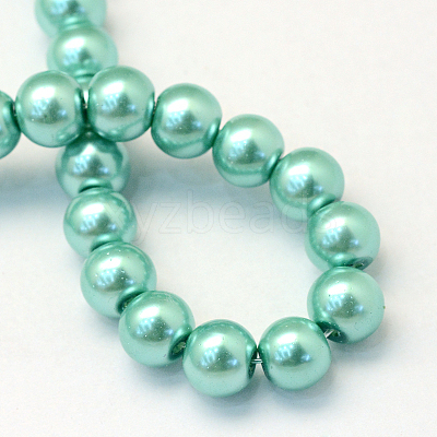 Baking Paint Pearlized Glass Pearl Round Bead Strands HY-Q330-8mm-32-1
