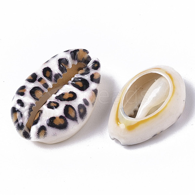 Printed Natural Cowrie Shell Beads SSHEL-R047-01-B02-1