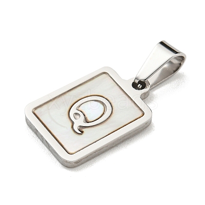 304 Stainless Steel Pave Natural White Shell Pendants STAS-S130-03P-Q-1