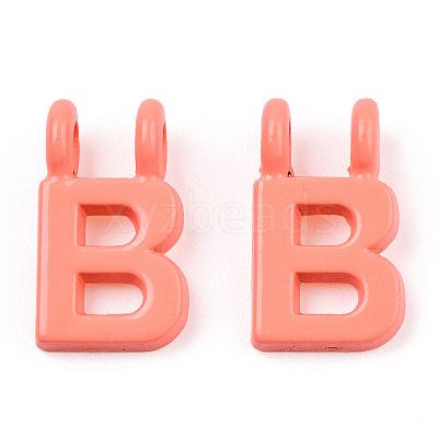 Rack Plating Spray Painted Alloy 2-Loop Link Pendants PALLOY-N176-01B-1