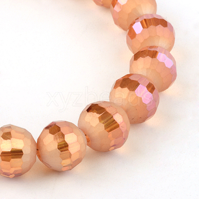 Faceted Round Electroplate Glass Bead Strands EGLA-S130-10mm-M-1