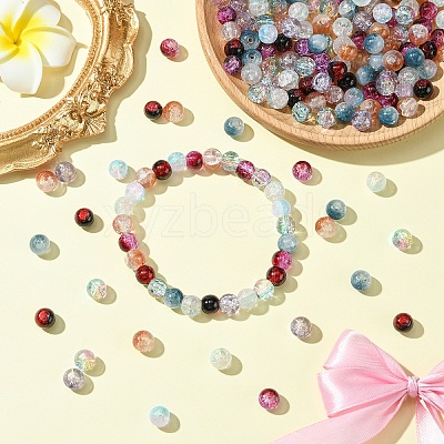 100Pcs Transparent Crackle Glass Bead Strands GLAA-YW0004-46A-1