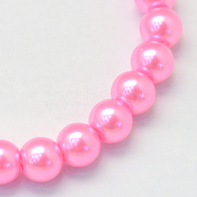 Baking Paint Pearlized Glass Pearl Round Bead Strands HY-Q330-8mm-68-1