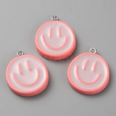 Opaque Resin Enamel Pendants RESI-WH0036-20J-1
