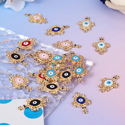 12Pcs 6 Colors Alloy Enamel Connector Rhinestone Settings FIND-TA0004-85-1