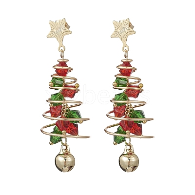 Brass Imitation Austrian Crystal Dangle Stud Earrings EJEW-TA00737-1