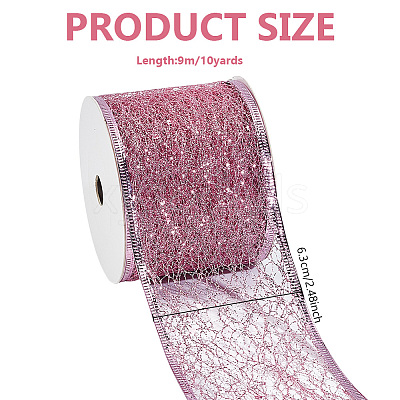 Glitter Polyester Satin Ribbon AJEW-WH0472-28B-1