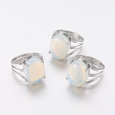 Opalite Wide Band Finger Rings X-RJEW-K224-A09-1