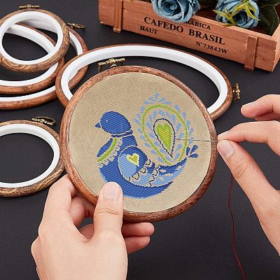 Rubber Imitation Wood/Plastic Cross Stitch Embroidered Frame DIY-NB0003-05-1