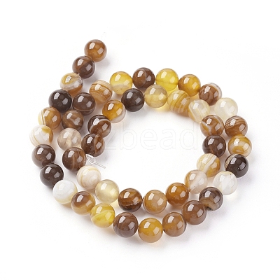 Natural Striped Agate/Banded Agate Beads Strands X1-G-G582-6mm-51-1