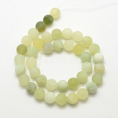 Natural New Jade Stone Frosted Round Bead Strands G-O039-06-8mm-1