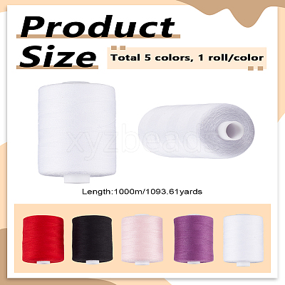 5 Rolls 5 Colors Polyester Threads AJEW-LP0010-16A-1