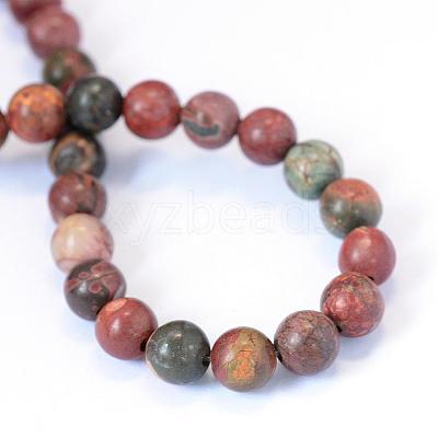 Natural Polychrome Jasper/Picasso Stone/Picasso Jasper Beads Strands G-E334-6mm-10-1