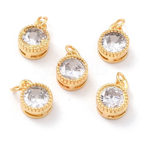 Real 18K Gold Plated Brass Inlaid Cubic Zirconia Charms ZIRC-L100-081G-05-1