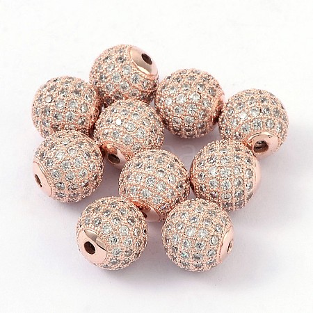 Brass Cubic Zirconia Beads ZIRC-D003-2R-1