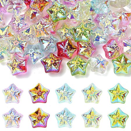 50Pcs 10 Colors Electroplate Baking Paint Glass Beads EGLA-YW0005-61-1