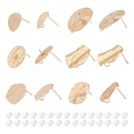 ARRICRAFT 12Pcs 6 Style Brass Stud Earring Findings KK-AR0004-01-1