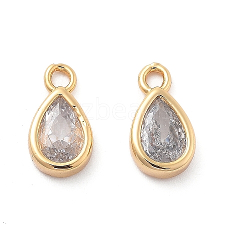 Brass Micro Pave Clear Cubic Zirconia Charms KK-G516-24G-1