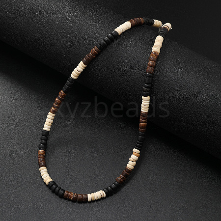 Retro Men's Coconut & Shell Heishi Beaded Necklaces OX2630-4-1