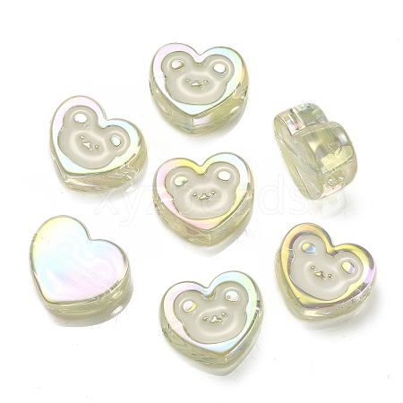 UV Plating Rainbow Iridescent Acrylic Enamel Beads OACR-G012-10B-1