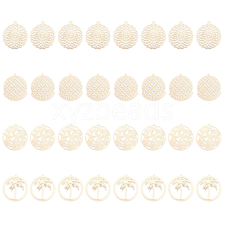 CHGCRAFT 32Pcs 4 Styles Brass Pendants KKC-CA0001-08-1