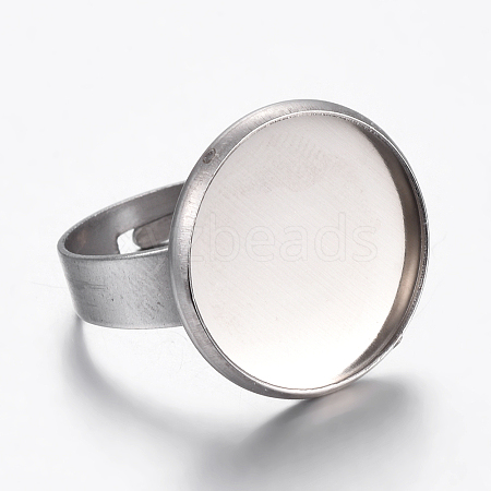 Tarnish Resistant Adjustable 304 Stainless Steel Finger Rings Components LS-STAS-G187-01P-16mm-1