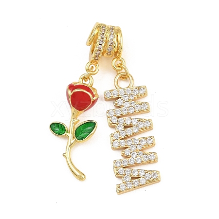 Mother's Day Brass Micro Pave Clear Cubic Zirconia Pendants CU-CBAD306-16G-03-1