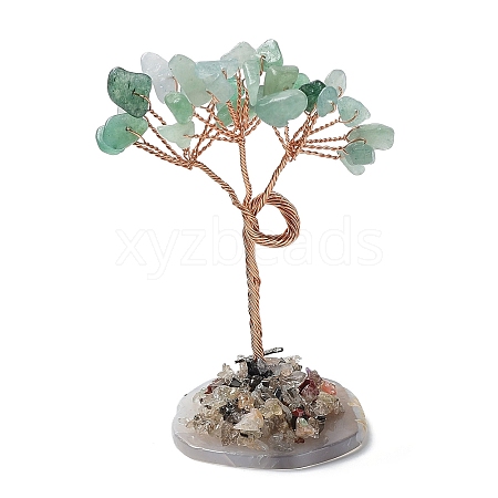 Natural Gemstone Chips and Natural Green Aventurine Pedestal Display Decorations G-PW0004-24B-1