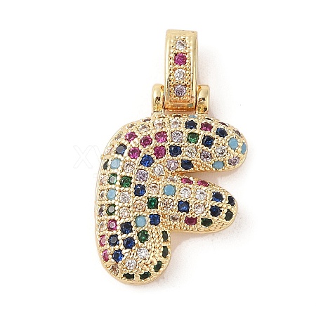 Brass Micro Pave Cubic Zirconia Pendants ZIRC-P121-01G-F-1