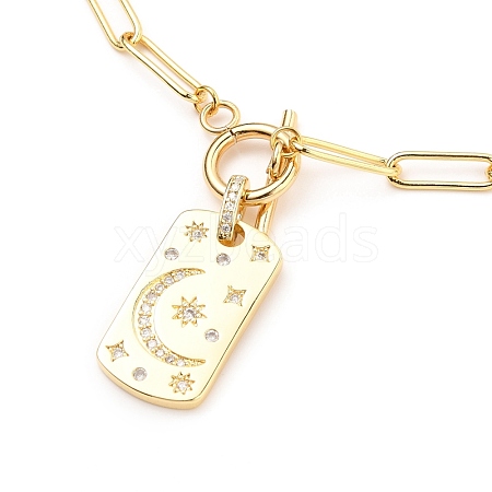 Brass Micro Pave Clear Cubic Zirconia Pendant Necklaces NJEW-JN03103-02-1
