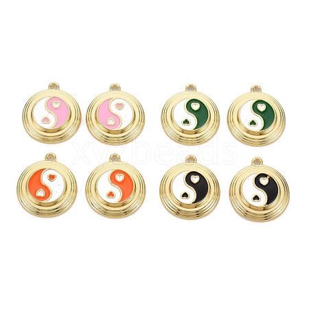 Rack Plating Light Gold Alloy Enamel Pendants ENAM-Q444-012-RS-1