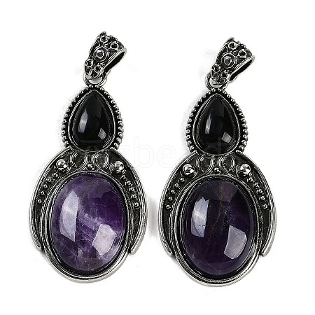 Natural Amethyst & Obsidian Pendants G-I370-08AS-06-1