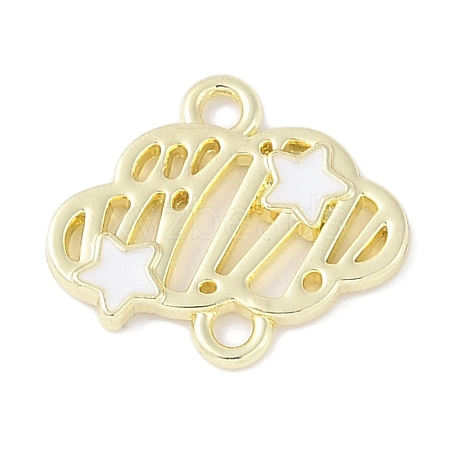 Rack Plating Alloy White Enamel Cloud with Star Links Connector Charms PALLOY-F018-04G-02-1