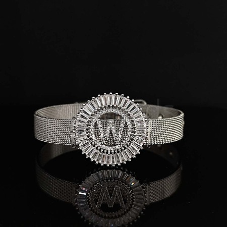 Brass Micro Pave Clear Cubic Zirconia Bangles for Women FS-WGA7409-27-1