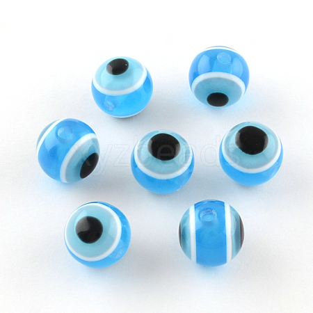 Round Evil Eye Resin Beads RESI-R159-8mm-10-1