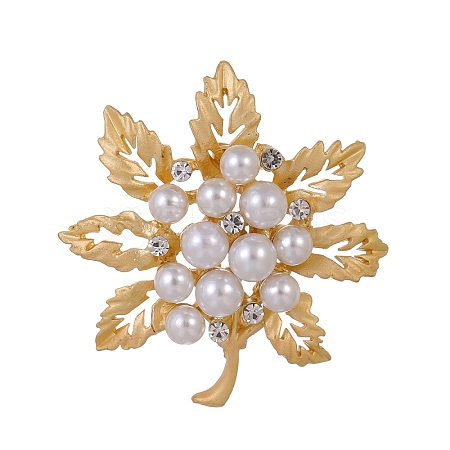 Maple Leaf Zinc Alloy Rhinestone Brooches PW-WGBDBEE-01-1