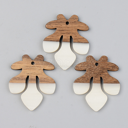 Opaque Resin & Walnut Wood Pendants RESI-S389-051A-C04-1