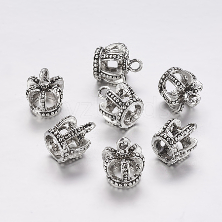 Tibetan Style Alloy 3D Crown Charms TIBEP-3584-AS-RS-1