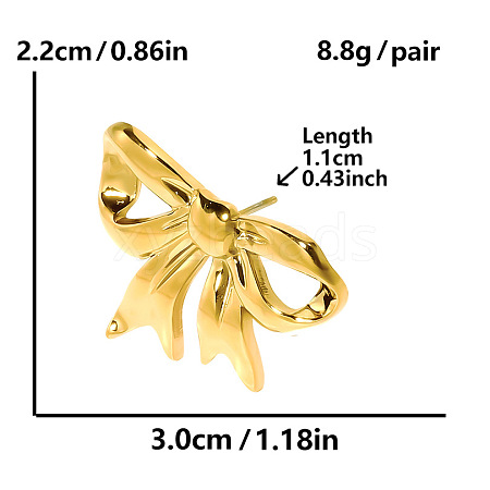 304 Stainless Steel Bowknot Stud Earrings for Women TG8886-2-1