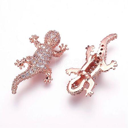 Brass Micro Pave Cubic Zirconia Beads ZIRC-F054-10RG-1