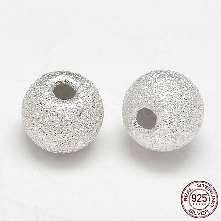 Round 925 Sterling Silver Textured Beads STER-F012-23C-1