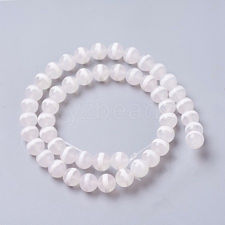 Natural Tibetan Striped Pattern dZi Agate Beads Strands G-P425-03E-8mm-1