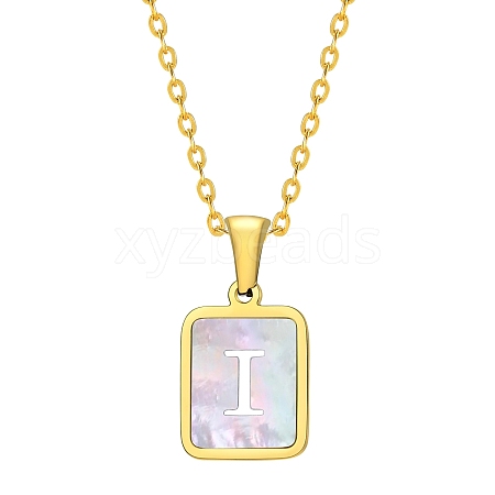 Shell Rectangle Pendant Initial Necklaces PW-WGEBFCF-09-1