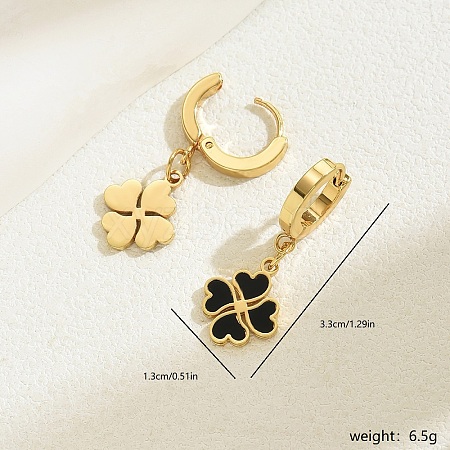 Elegant Stainless Steel Acrylic Clover Hoop Earrings for Women Daily Wear KI9797-1-1