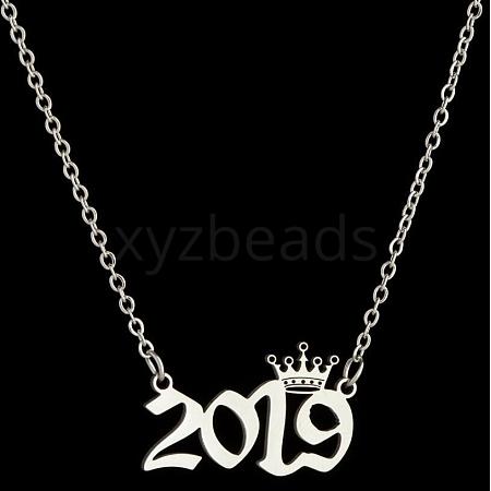 Crown Birth Year 201 Stainless Steel Pendant Necklaces for Women FS-WG4E8F2-80-1