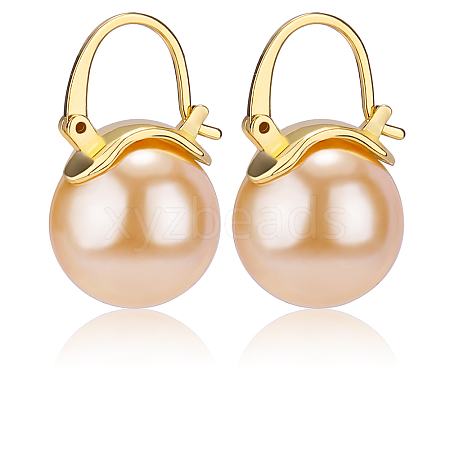 Pearl Earrings Gray Round Ball Hoop Dangle Earrings Stud Elegant Shell Pearl Drop Stud Imitation Freshwater Cultured Pearls Earrings Brass Charms Jewelry Gift for Women JE1096B-1