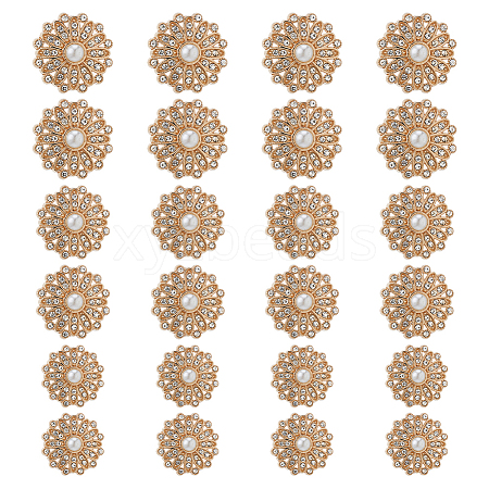 24Pcs 3 Styles Alloy Rhinestone Shank Buttons BUTT-HS0001-05G-1