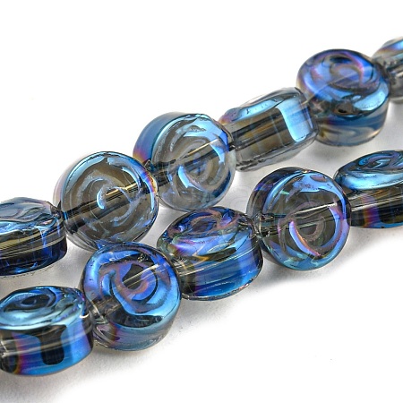 Full Rainbow Plated Electroplate Transparent Glass Beads Strands EGLA-G037-01A-FR01-1